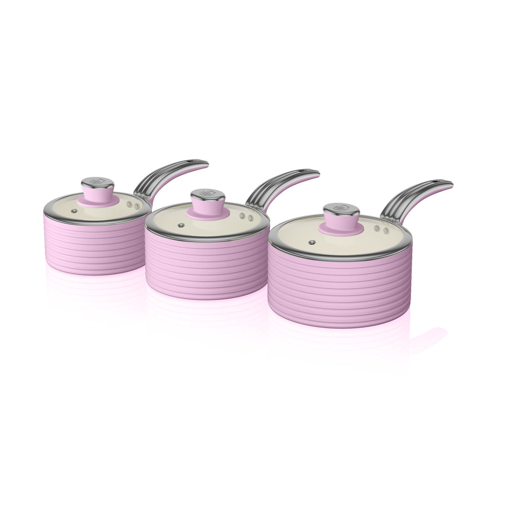 Swan Retro Frying Pans - Set Of 2 - Pink 