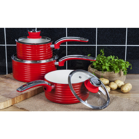 Swan Retro 3 Piece Saucepan Set